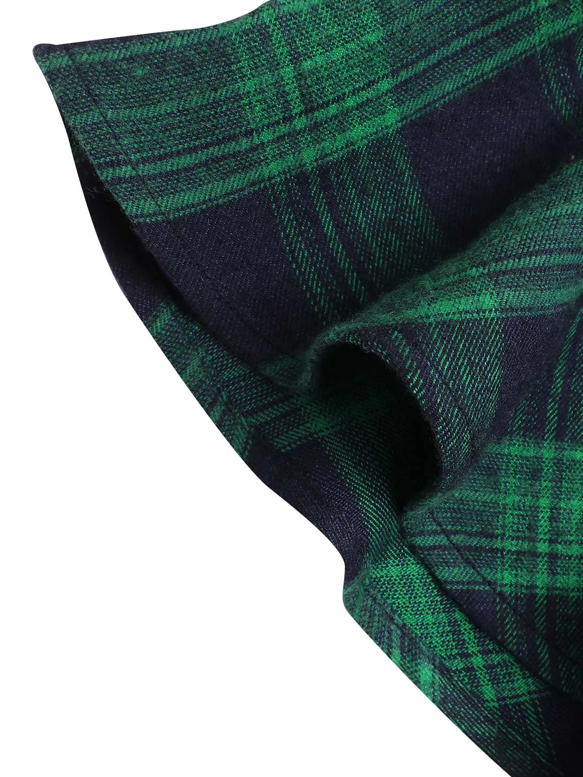 1930s Crew Neck Tartan Plaid Belted Mermaid Dress