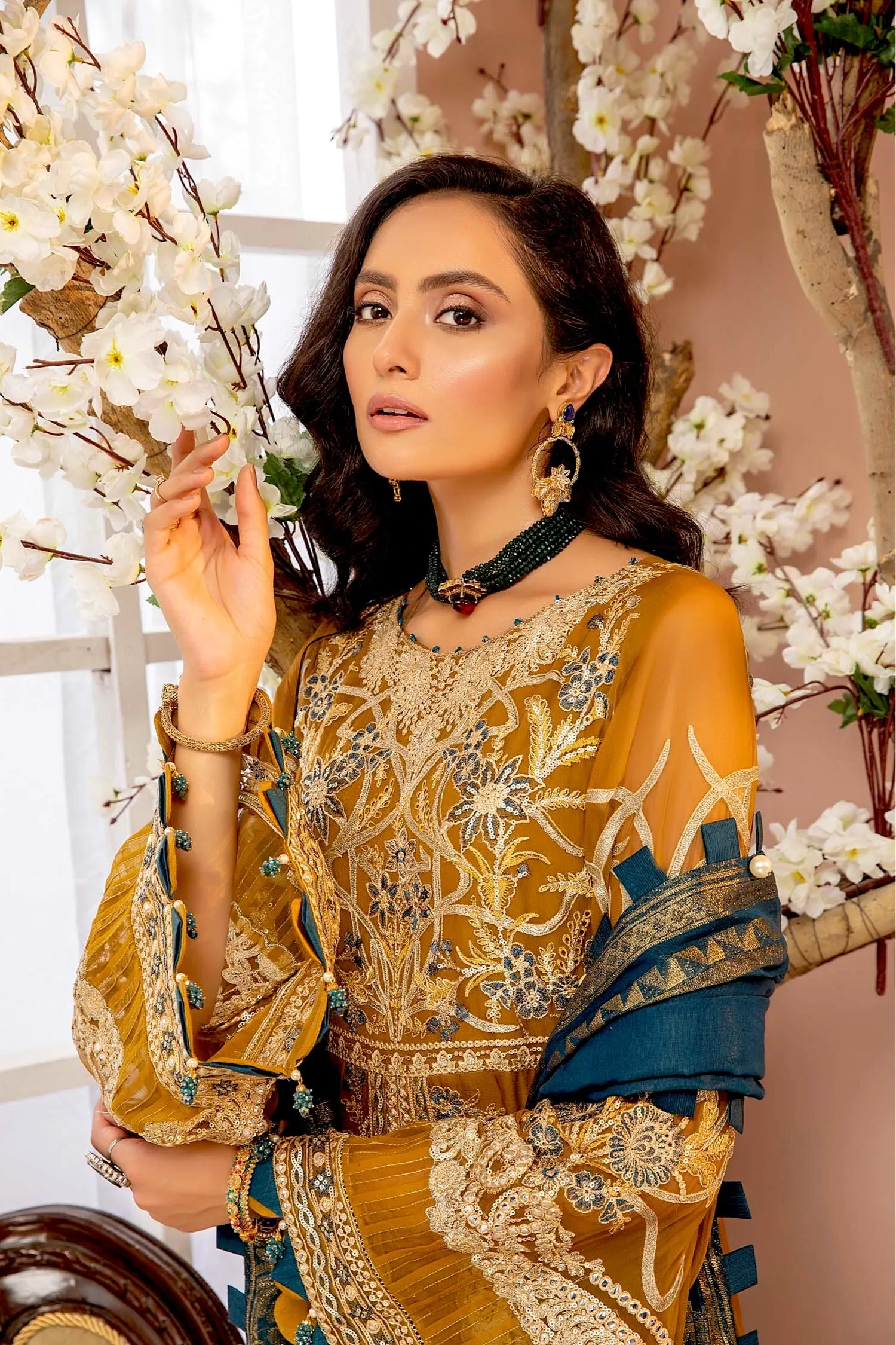 Adan's Libas Luxulia Embroidered Chiffon Collection – Saffron Charm