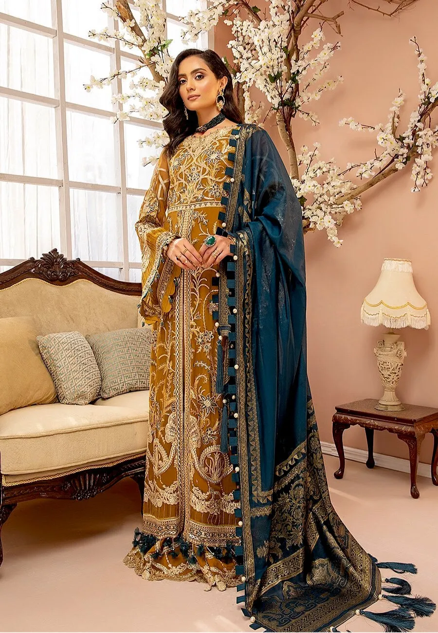 Adan's Libas Luxulia Embroidered Chiffon Collection – Saffron Charm