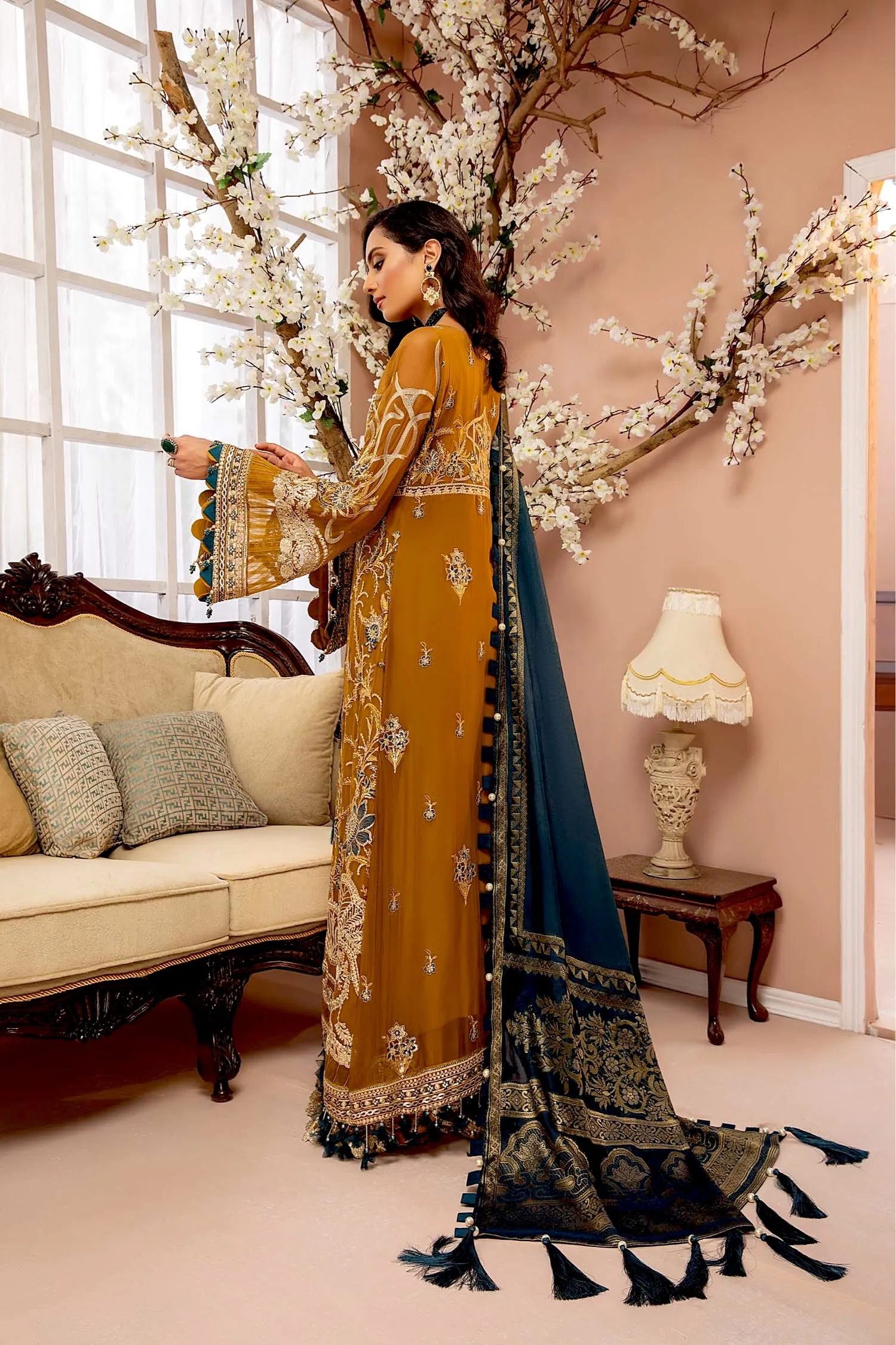 Adan's Libas Luxulia Embroidered Chiffon Collection – Saffron Charm