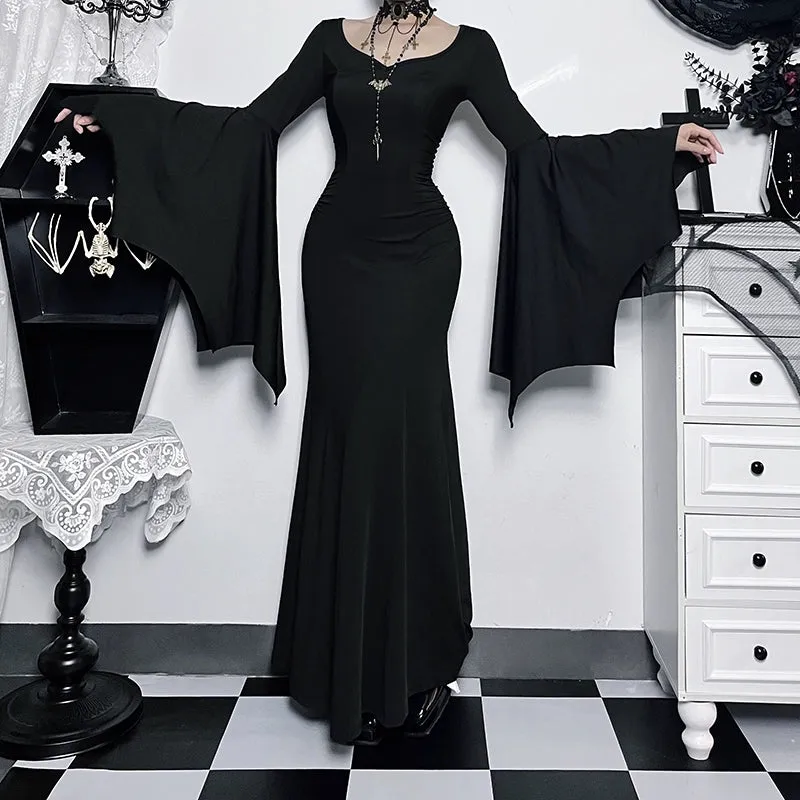 Addams Family Bat-Sleeved Fishtail Dress