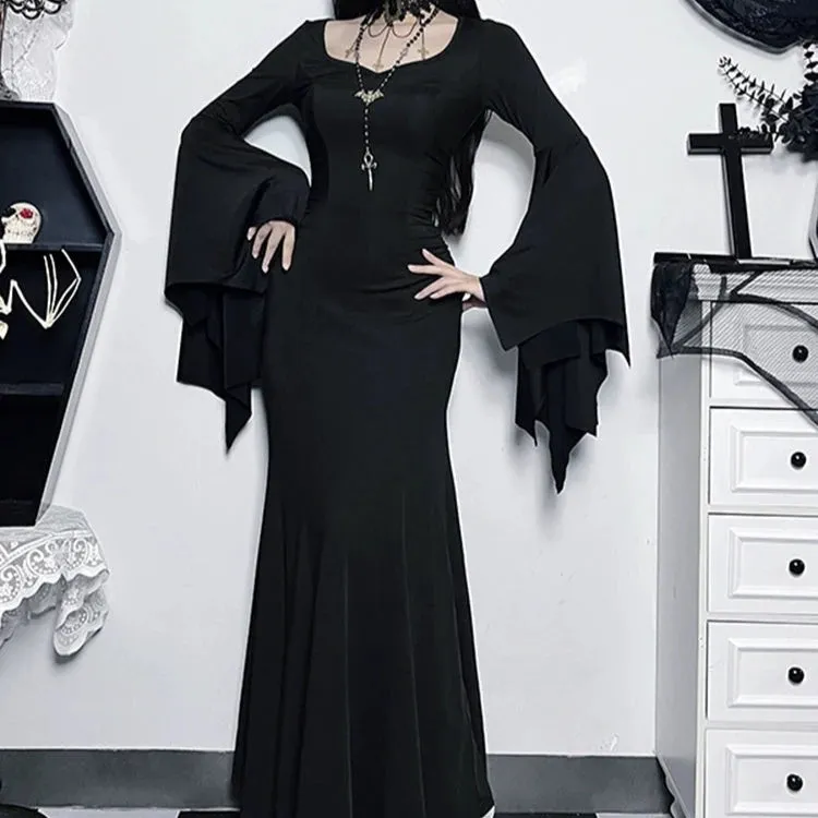 Addams Family Bat-Sleeved Fishtail Dress