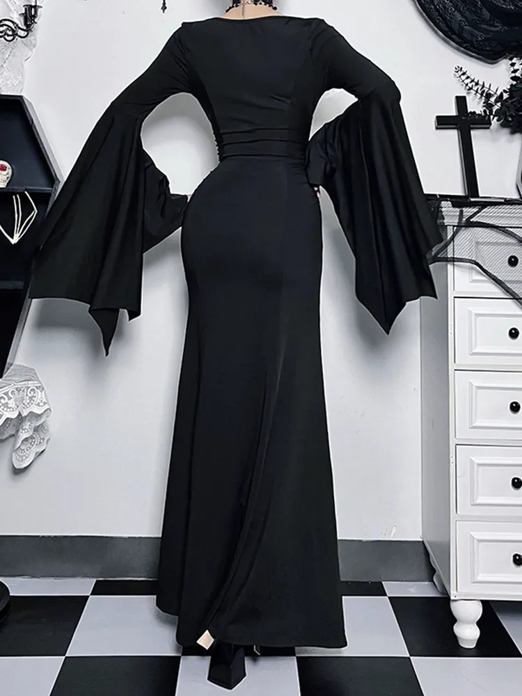Addams Family Bat-Sleeved Fishtail Dress
