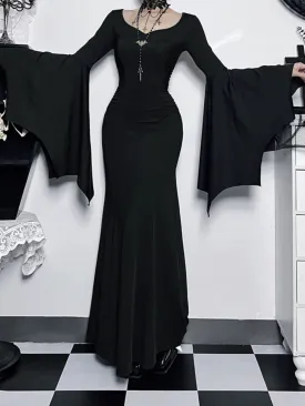 Addams Family Bat-Sleeved Fishtail Dress