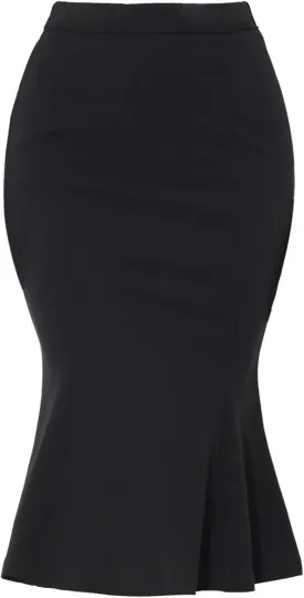 Allegra K Women's Bodycon Skirt High Waist Ruffle Hem Fishtail Mermaid Midi Skirt