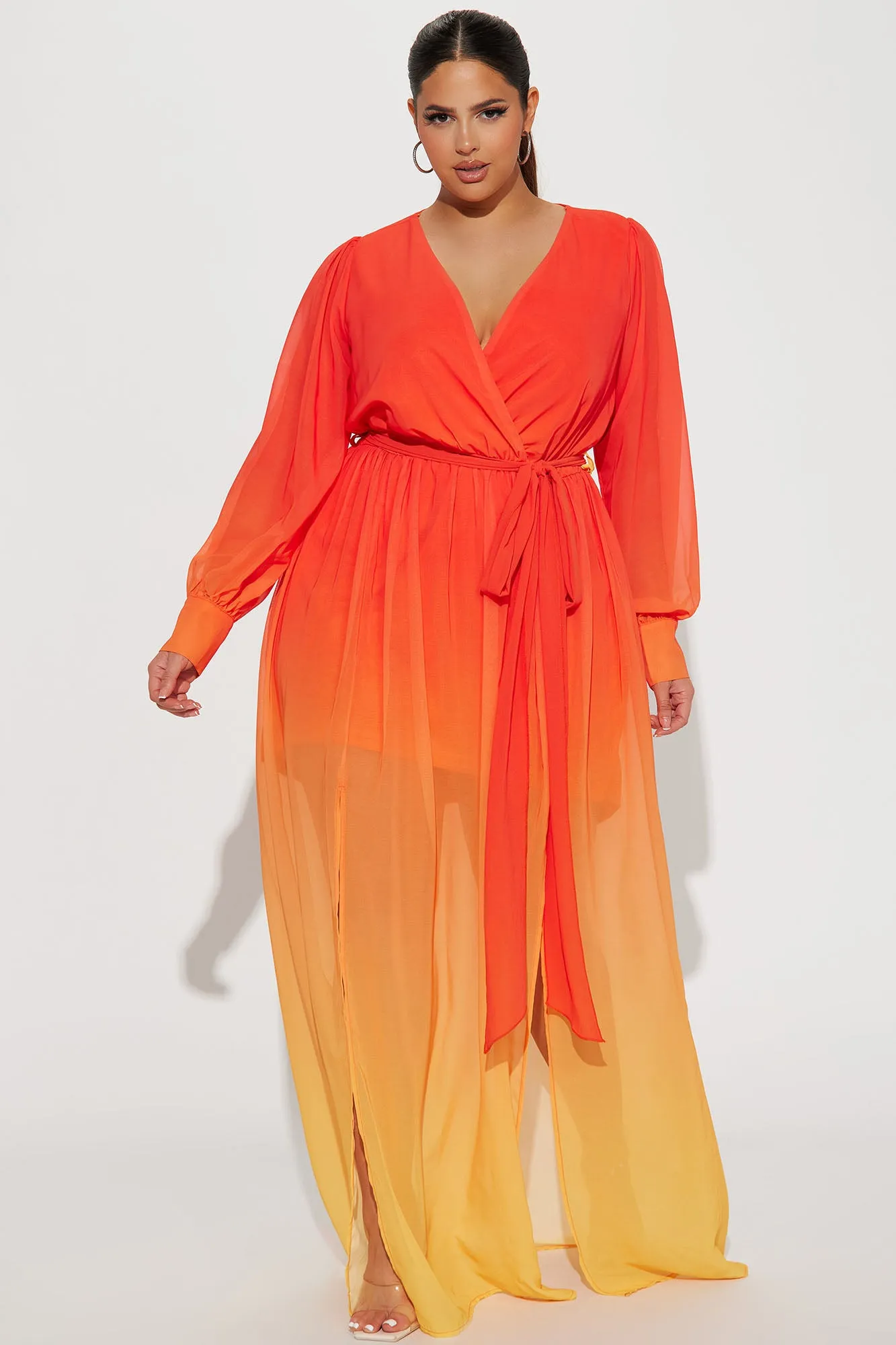 Alli Ombre Maxi Dress - Tomato Red