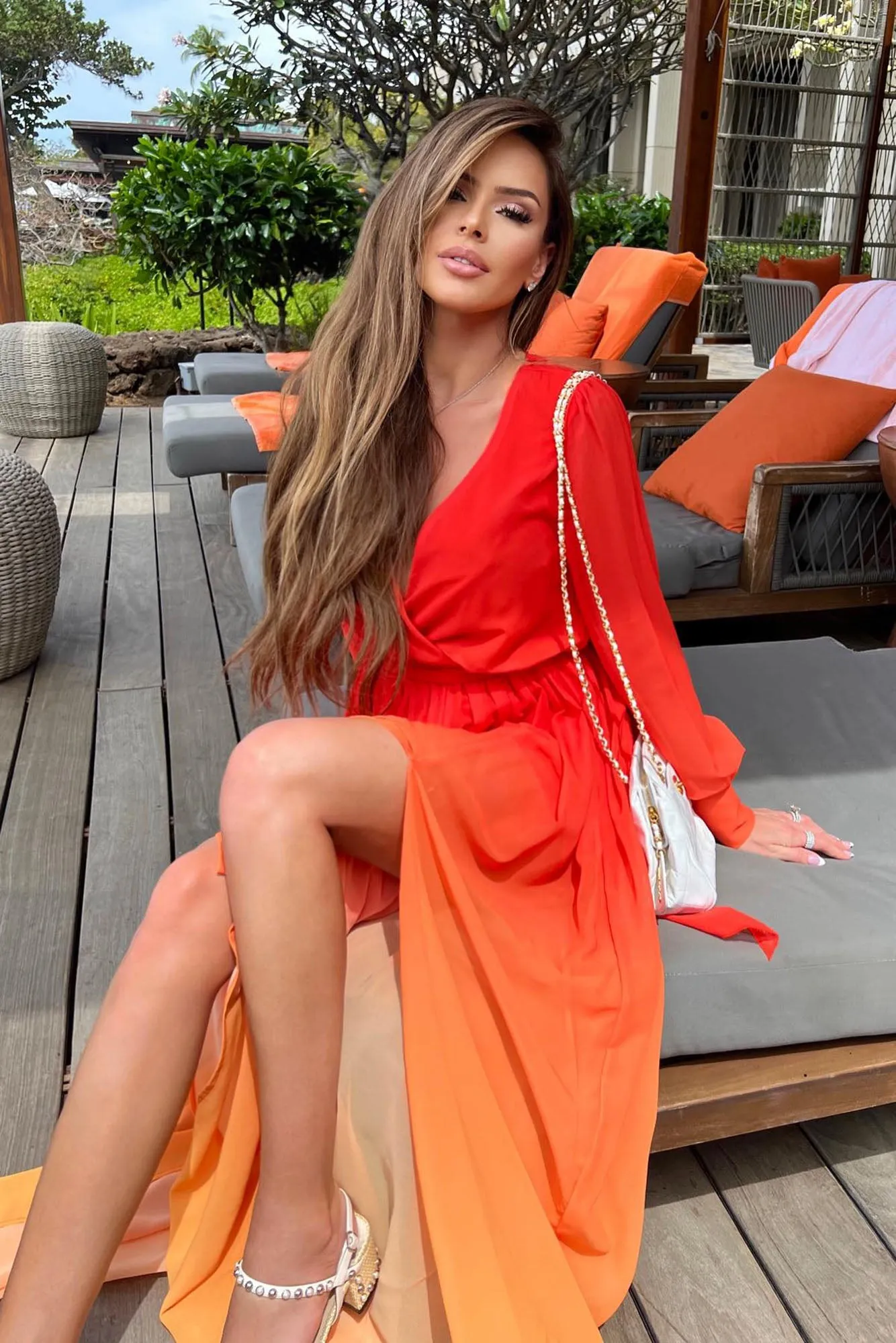 Alli Ombre Maxi Dress - Tomato Red