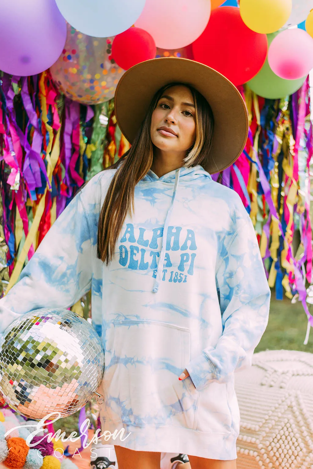 Alpha Delta Pi Aqua Tie Dye Hoodie