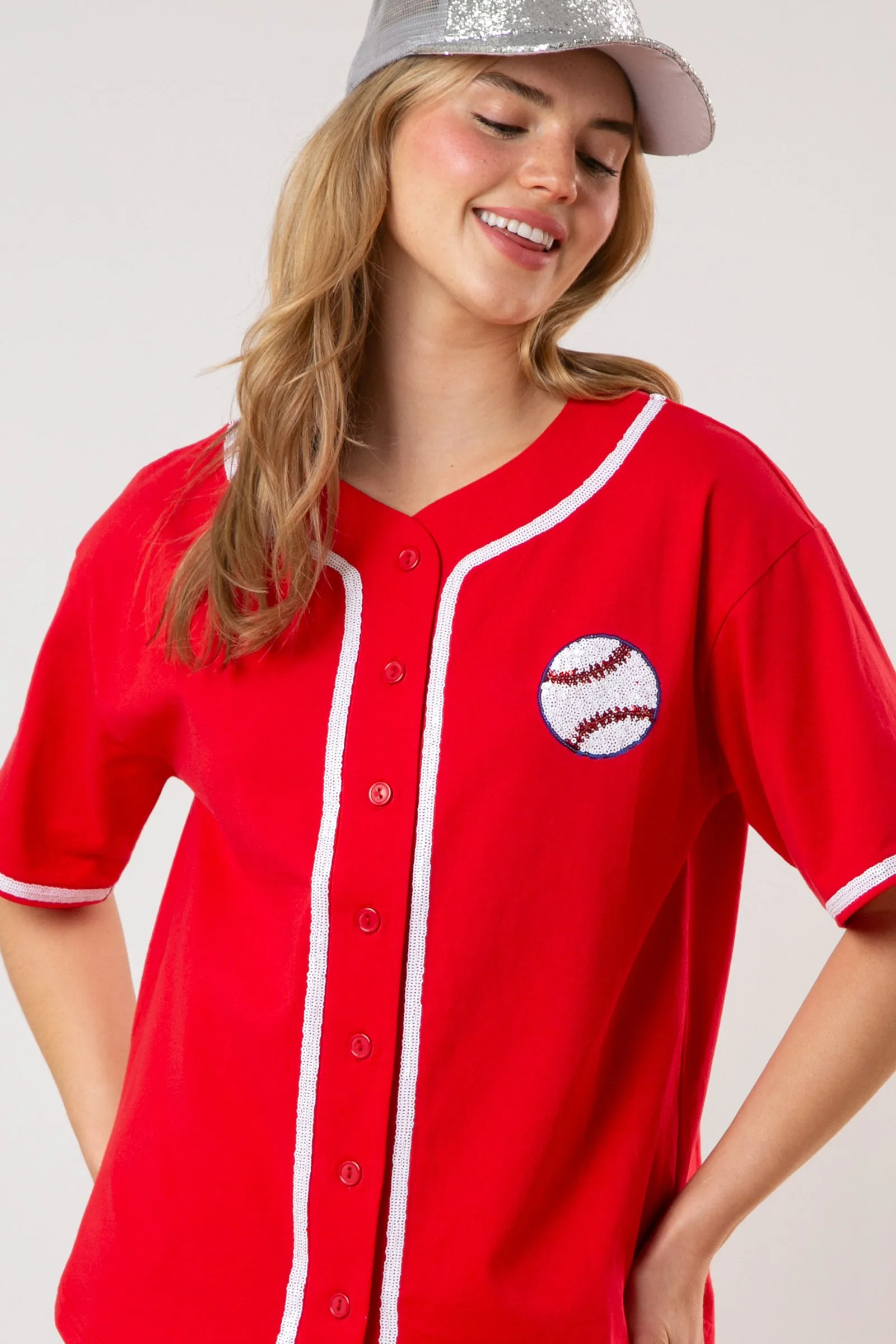 Baseball Sequins Embroidery Top