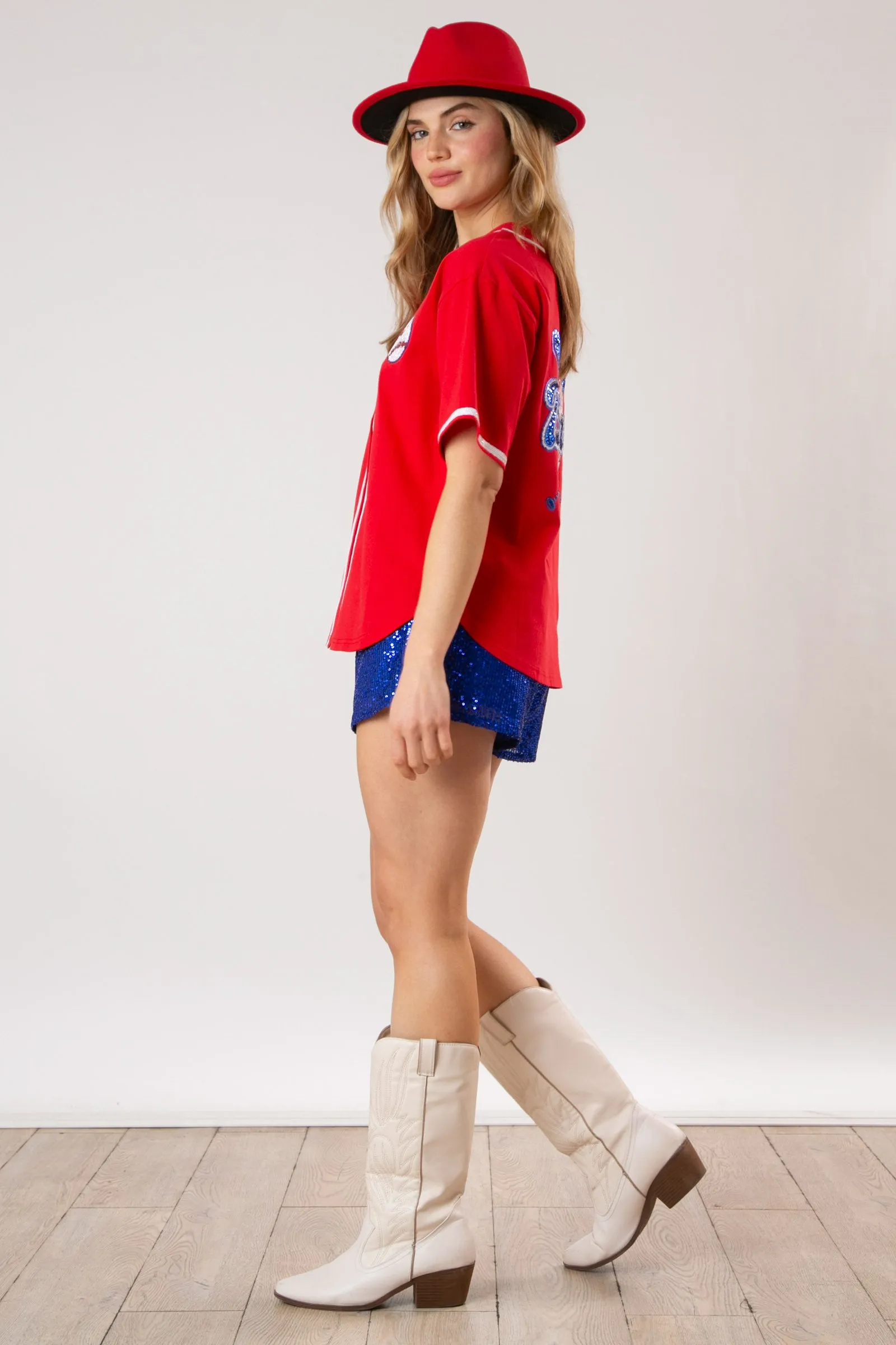 Baseball Sequins Embroidery Top