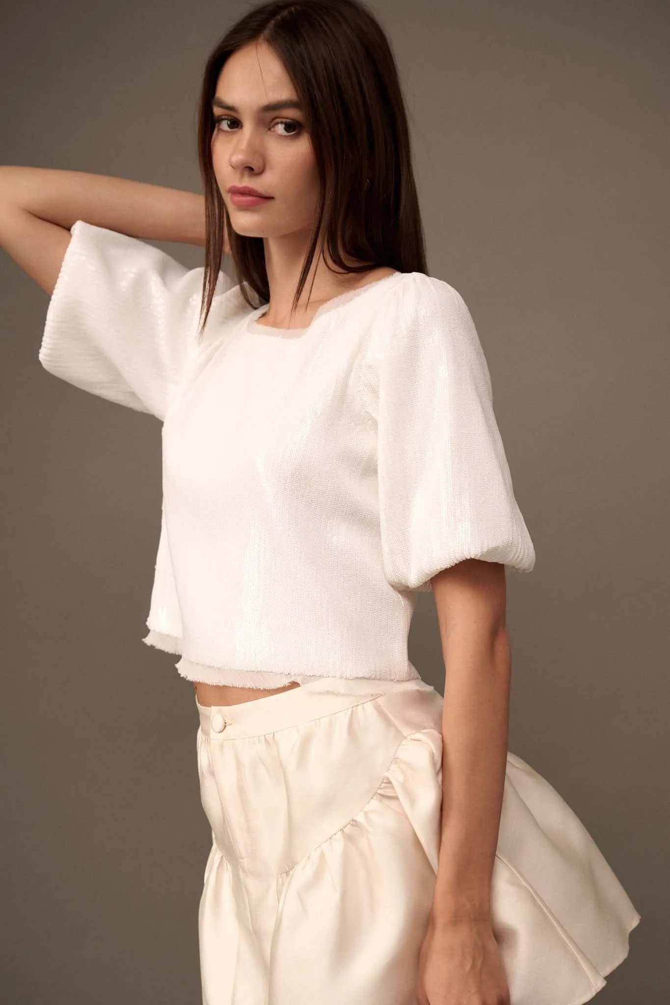 Best of My Love Sequin Puff-Sleeve Top