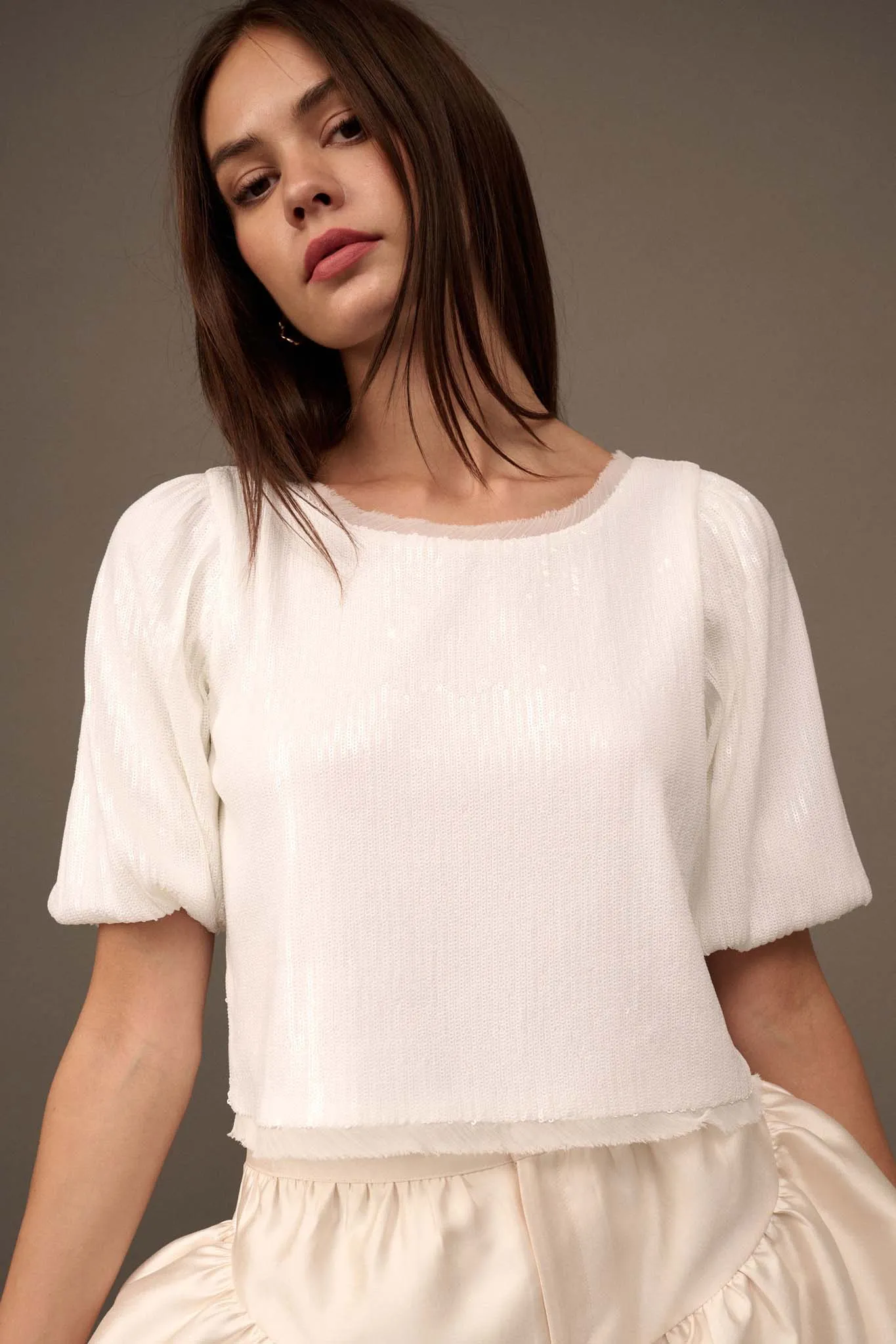 Best of My Love Sequin Puff-Sleeve Top