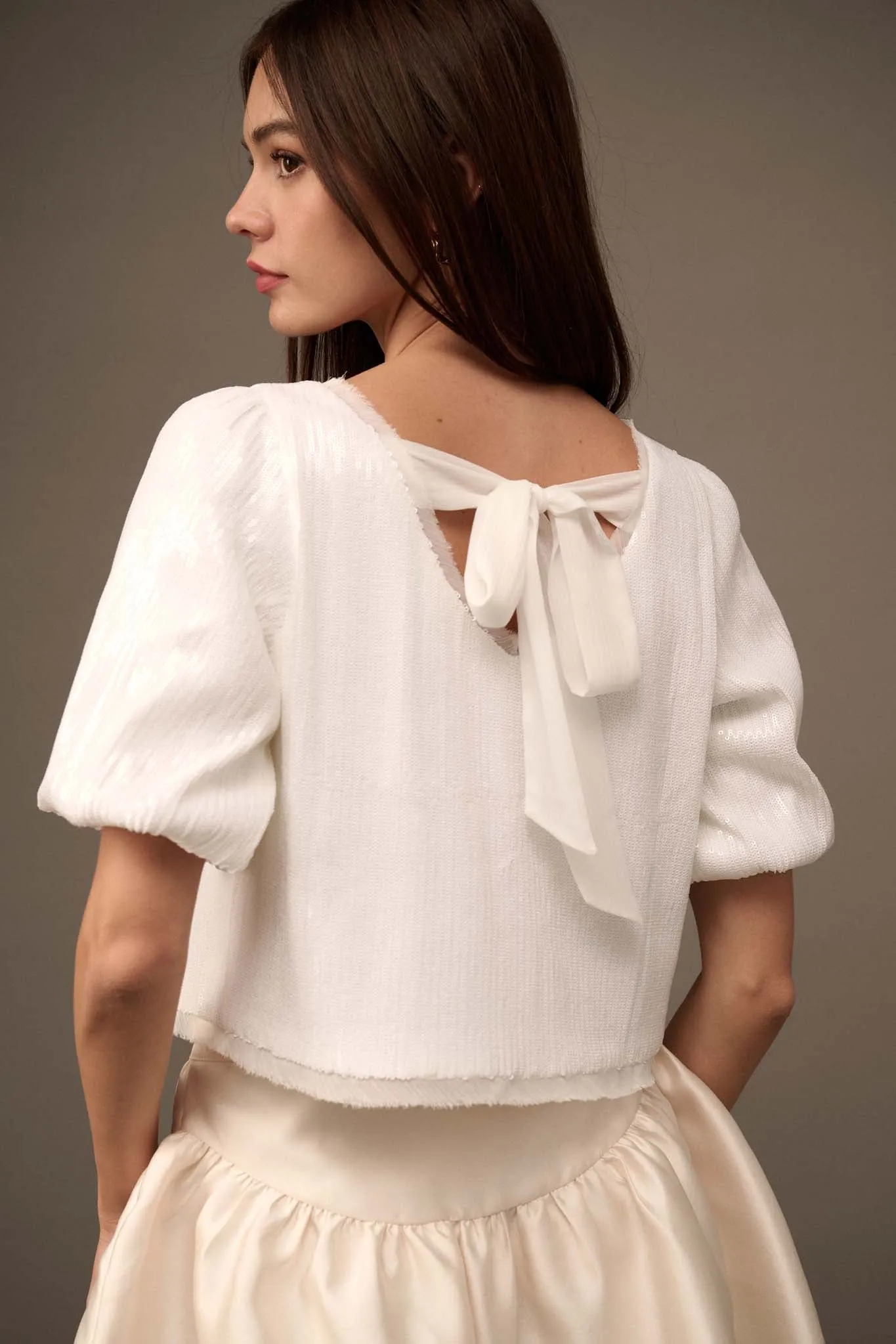 Best of My Love Sequin Puff-Sleeve Top