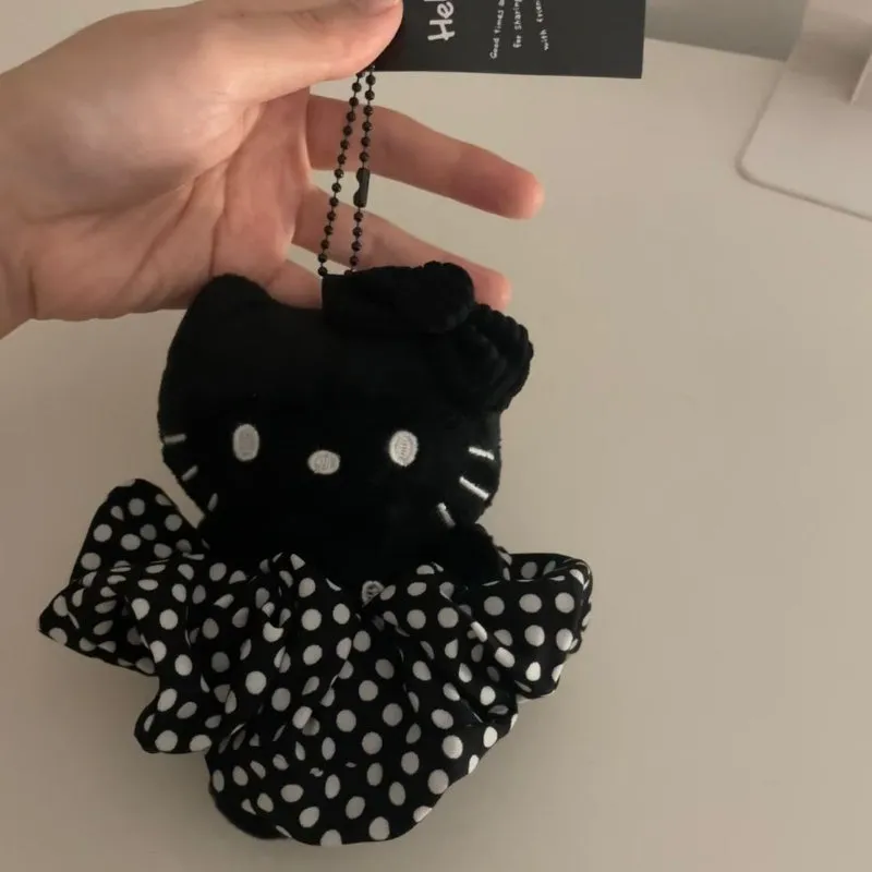 Black Polka Dot Dress Kitty Keychain KI677