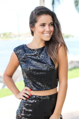Black Sequin Top