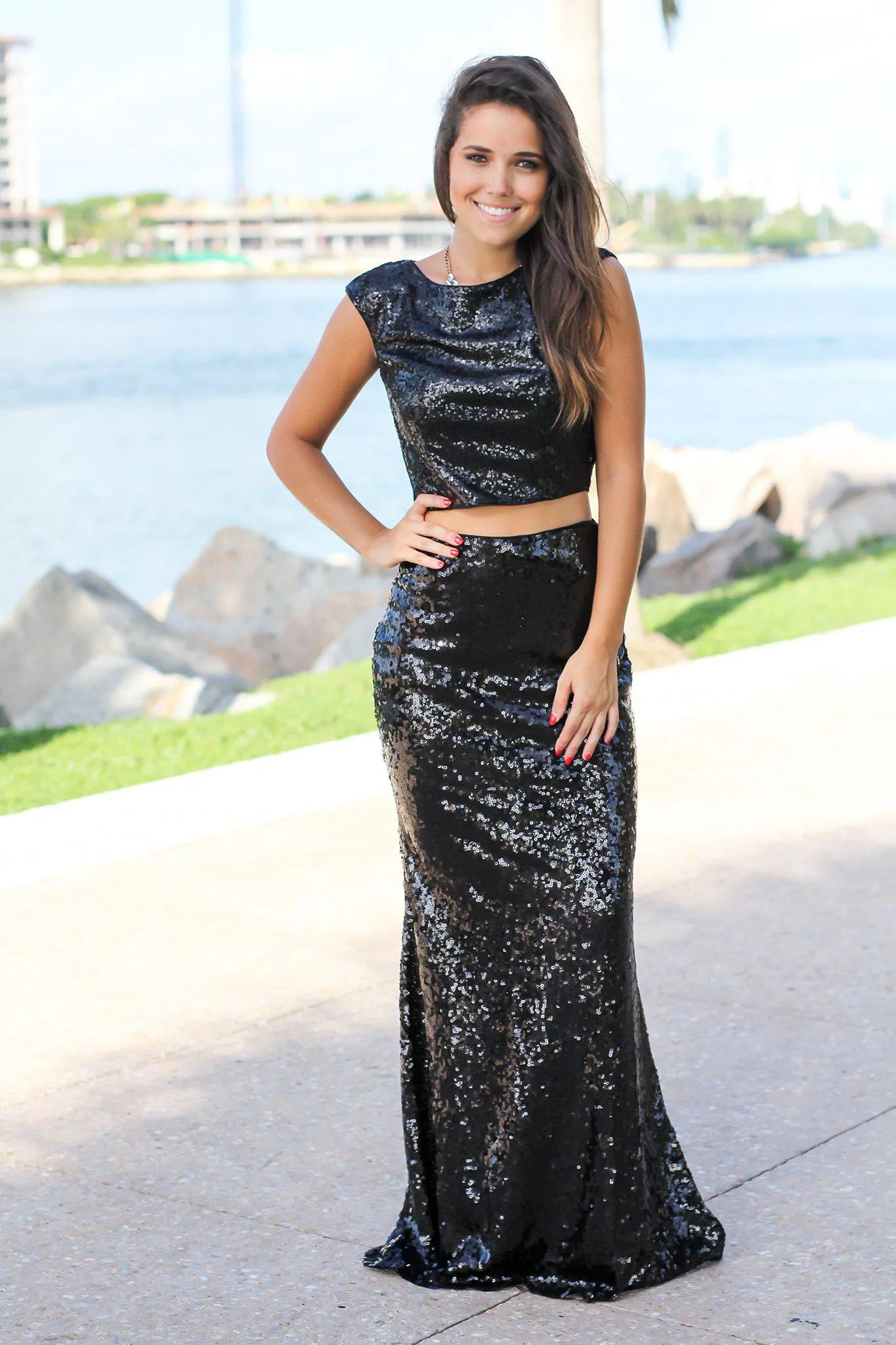 Black Sequin Top
