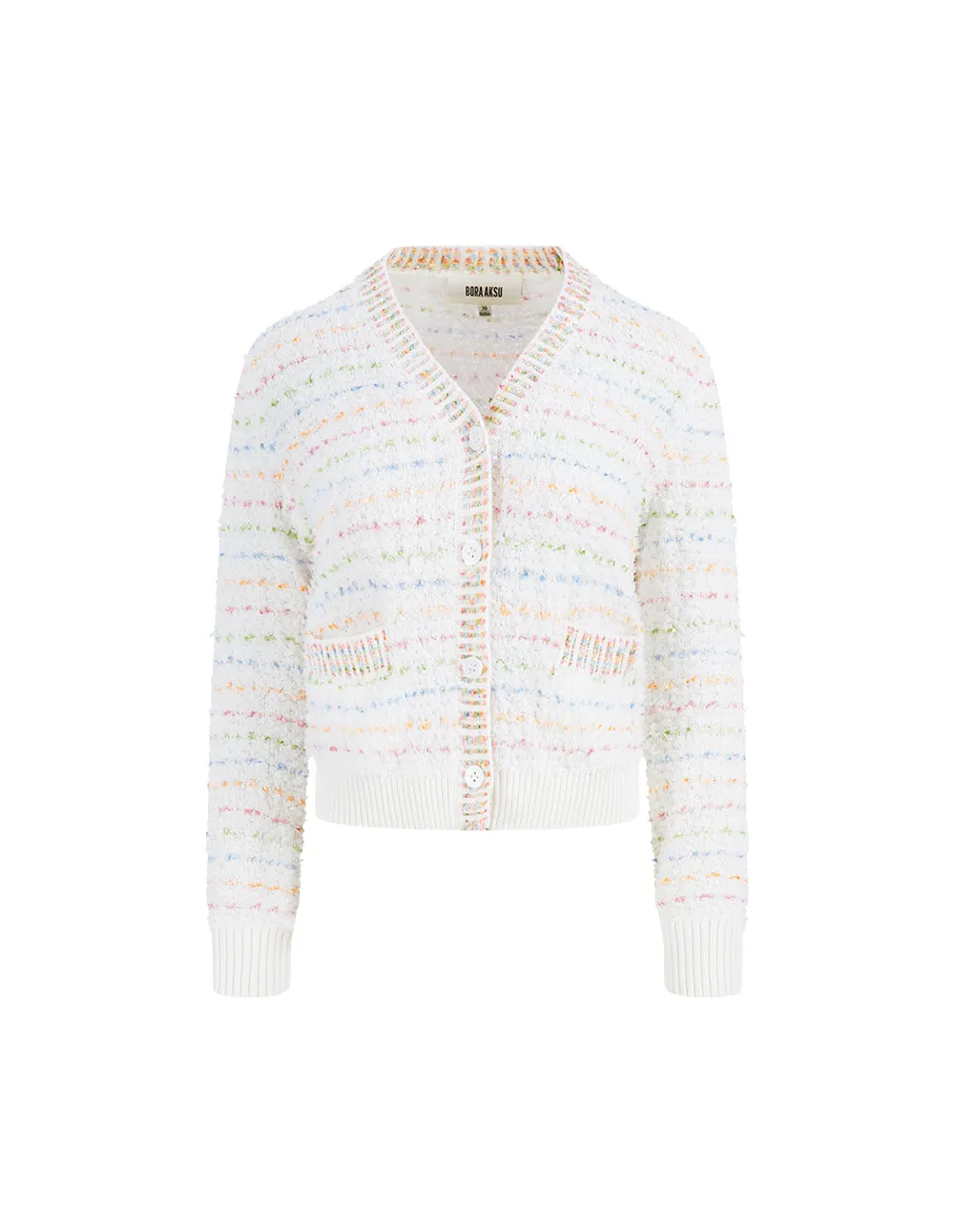 BORA AKSU French Prairie V-Neck Mixed Colour Knitted Cardigan