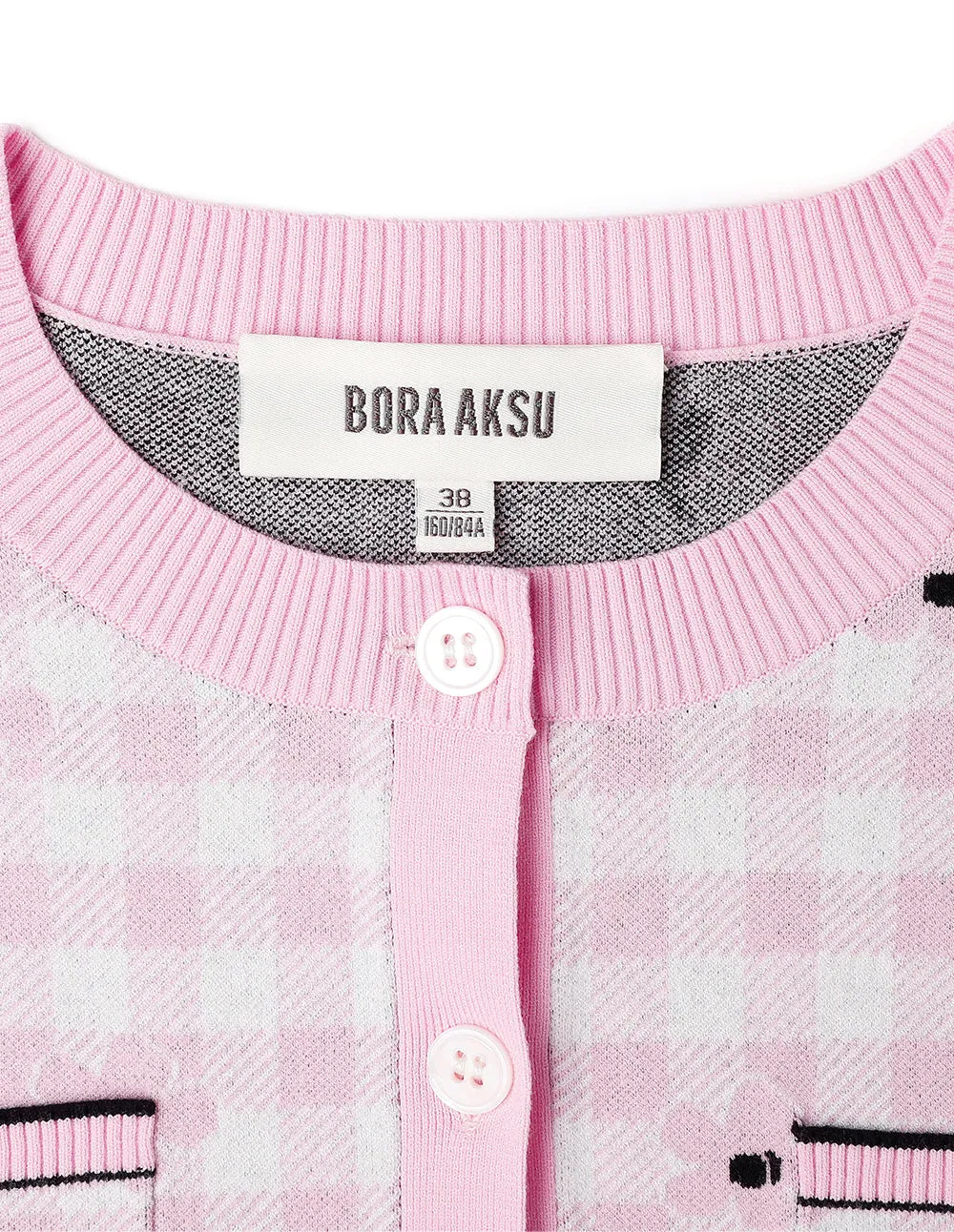 BORA AKSU Jacquard Checked Crewneck Cardigan
