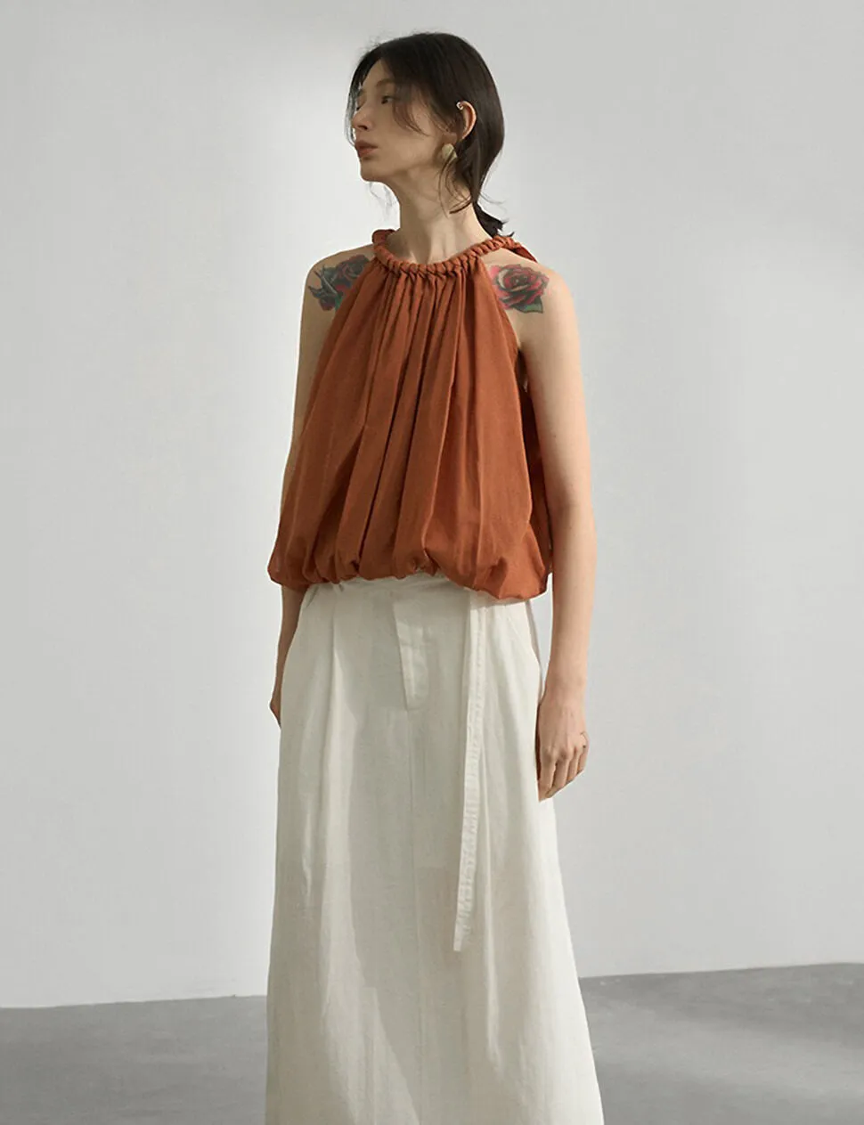 Braided Halted Puff Top in Sienna