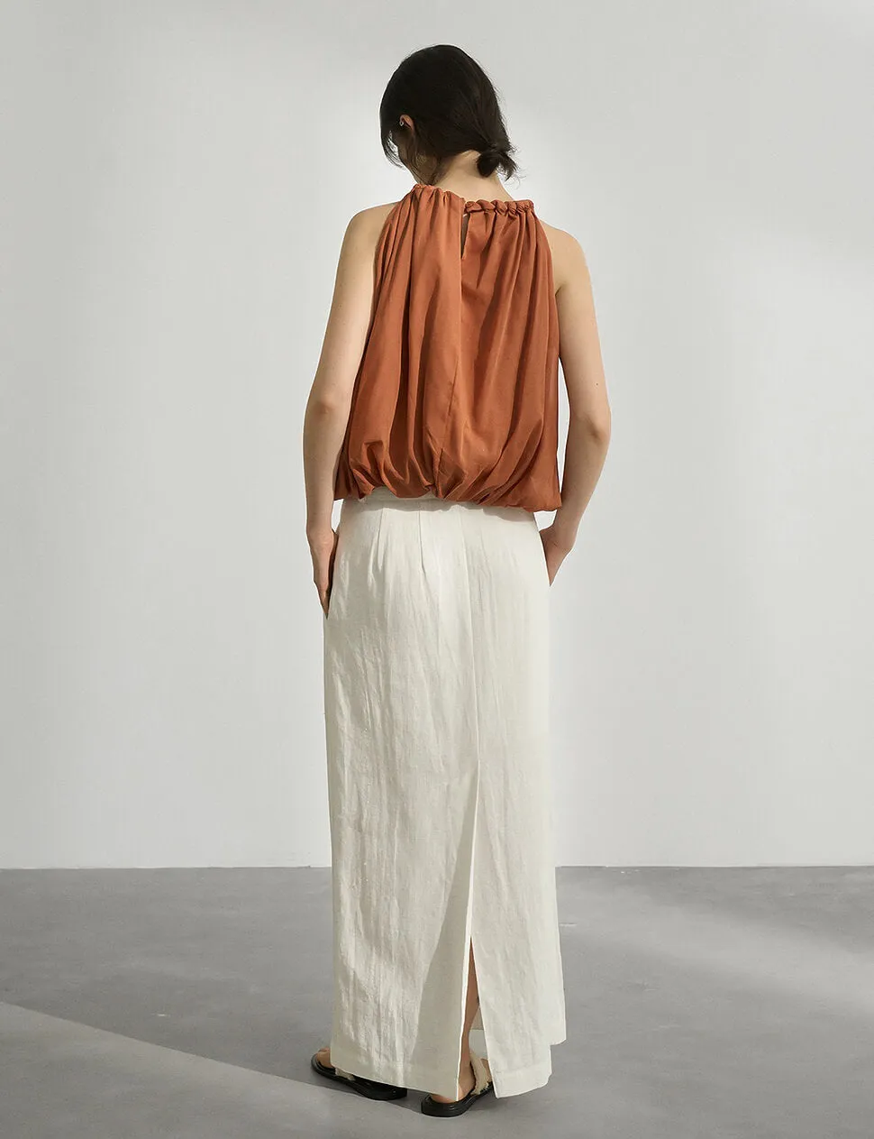 Braided Halted Puff Top in Sienna