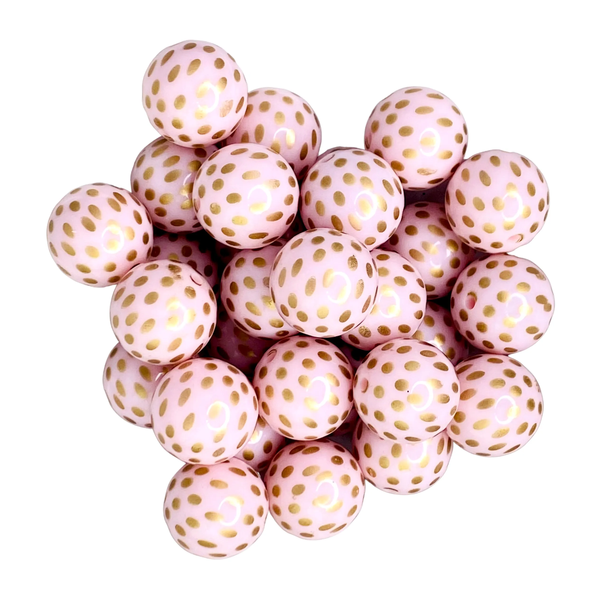 BULK BLUSH/GOLD POLKA DOT 20mm - 23011