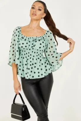 Chiffon Polka Dot Blouse