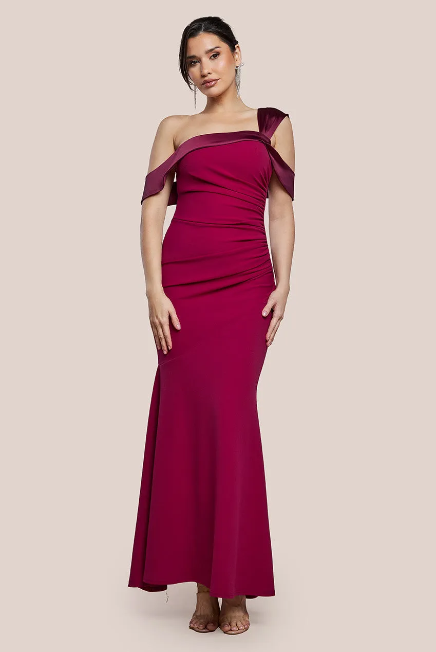 City Goddess One Shoulder Satin Band Maxi Dress