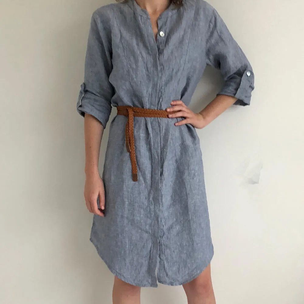 CLEARANCE: French Linen Shirt Dress