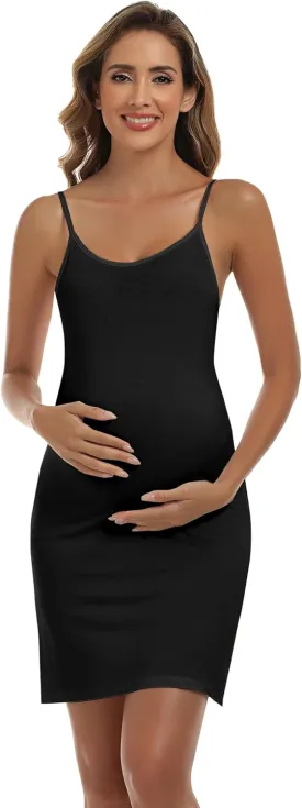 COSYOU Womens Modal Cotton Mini Dress Maternity Slip Dress Spaghetti Strap Camisole Sleeveless Nightgowns