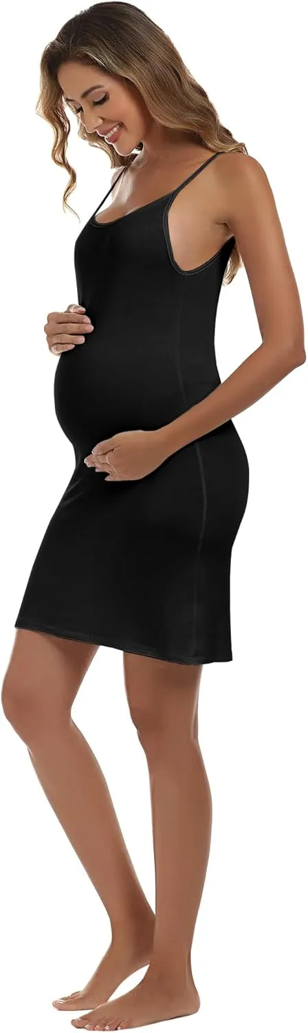 COSYOU Womens Modal Cotton Mini Dress Maternity Slip Dress Spaghetti Strap Camisole Sleeveless Nightgowns