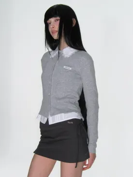 [CRANK] FW 24 RIBBON SLIT SKIRT PANTS_CHARCOAL