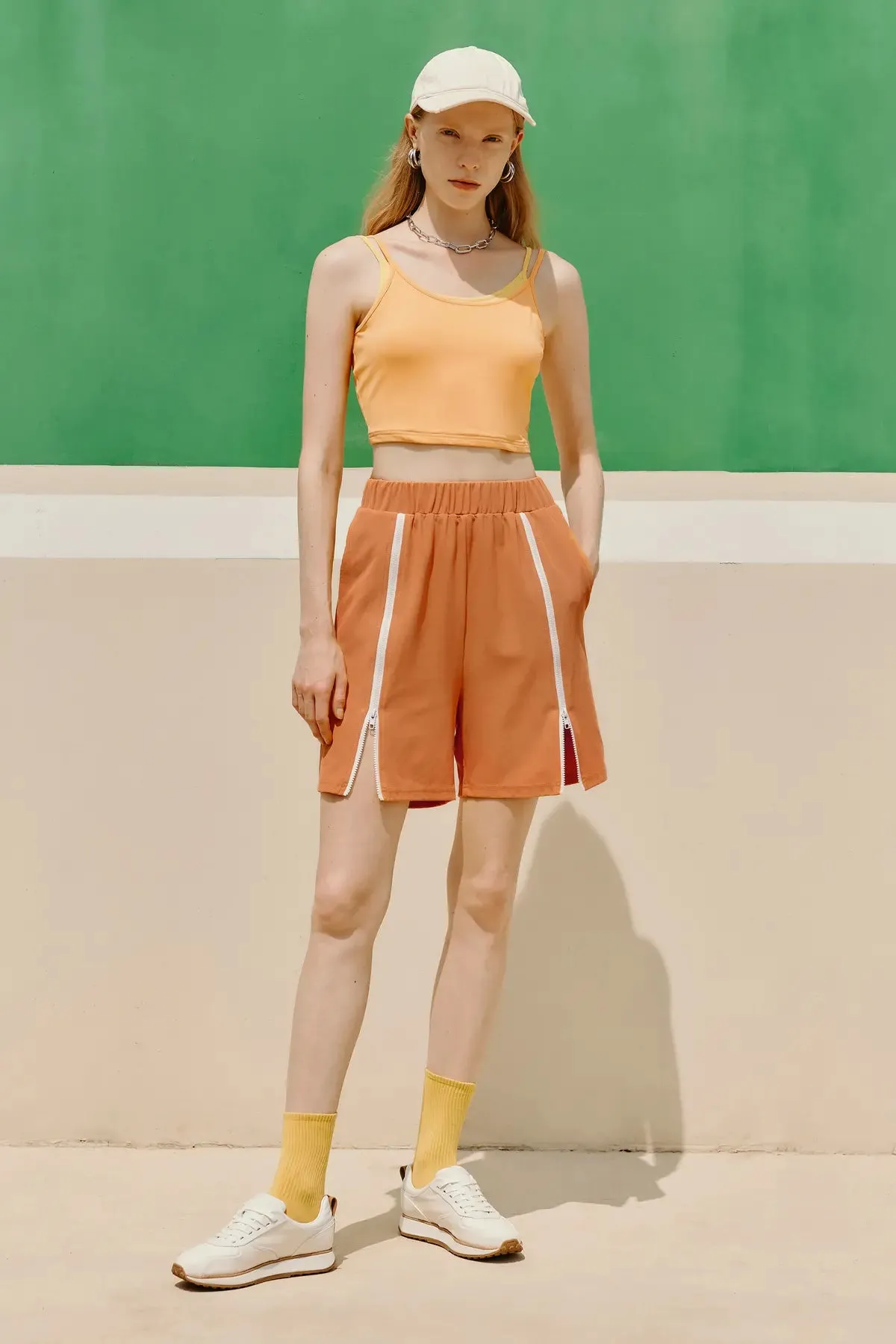 Double Adjustable Straps Crop Camis Top