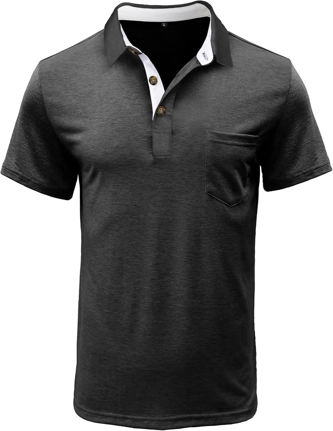 EDITCOZY Mens Polo Shirts with Pocket Casual Classic Short Sleeve Button Golf T-Shirt Top