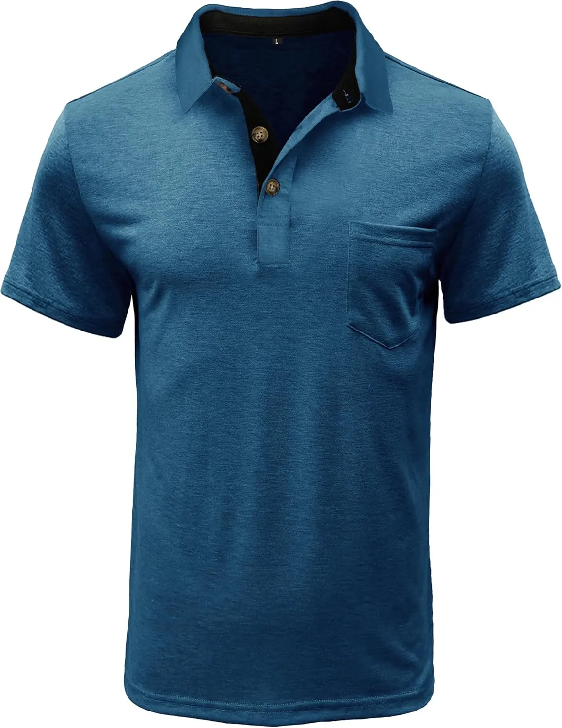 EDITCOZY Mens Polo Shirts with Pocket Casual Classic Short Sleeve Button Golf T-Shirt Top