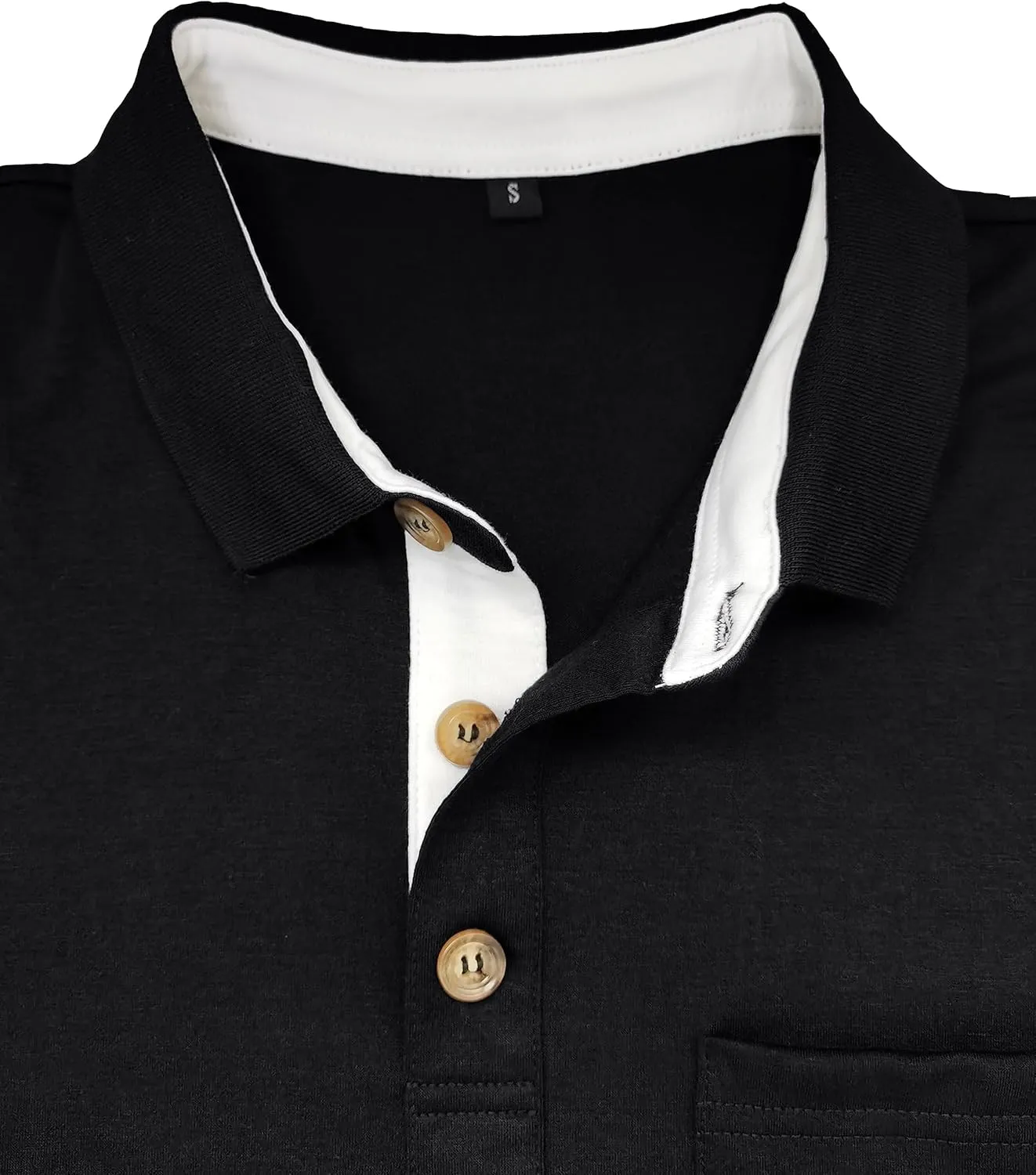 EDITCOZY Mens Polo Shirts with Pocket Casual Classic Short Sleeve Button Golf T-Shirt Top