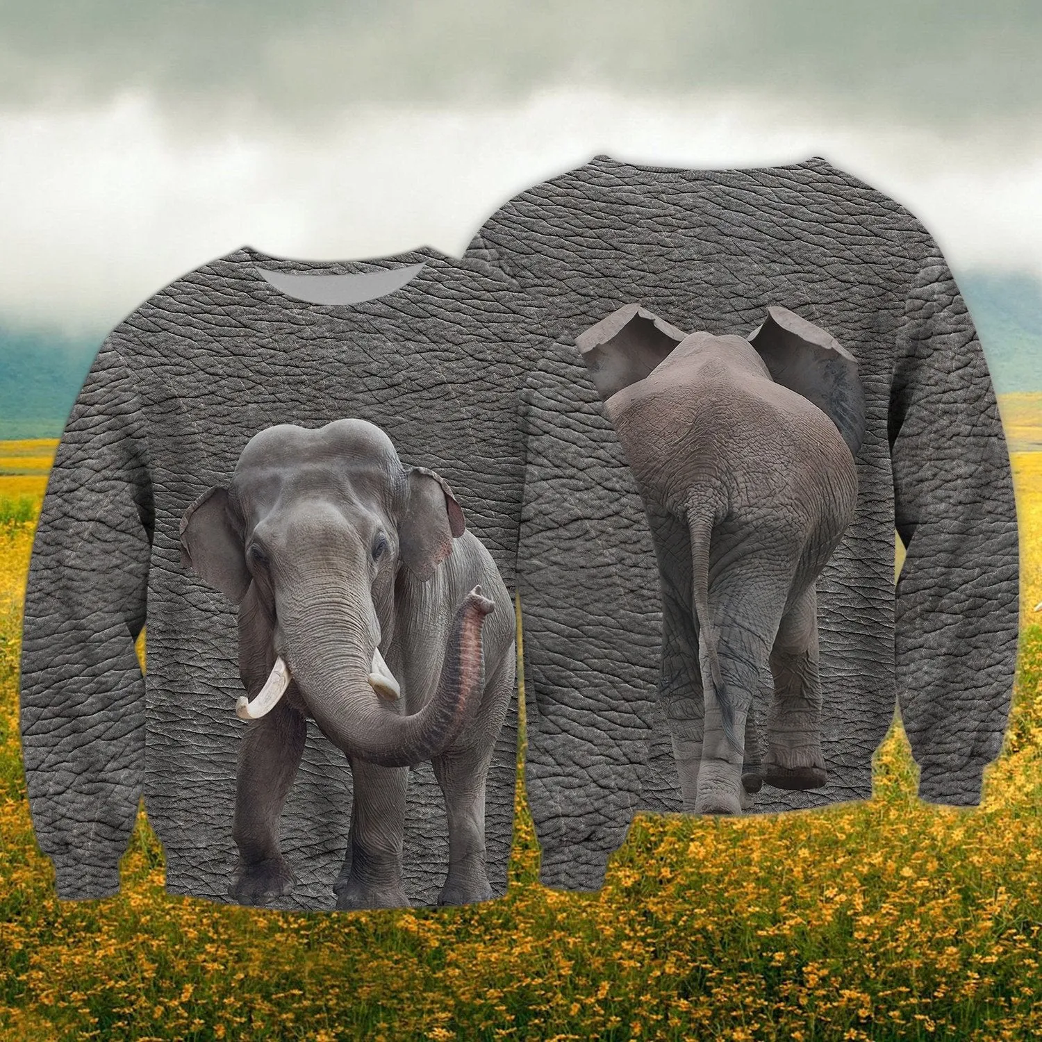 Elephant Pattern 3D Full Print Christmas Sweatshirt, Idea Gift for Elephant Lovers