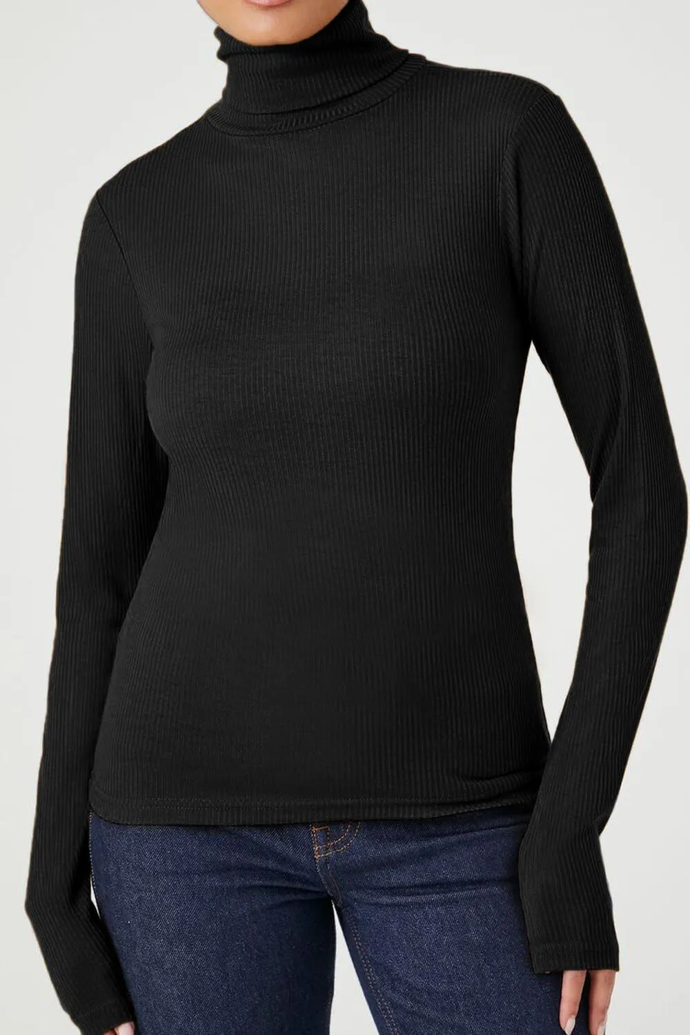 Emmalise Womens Turtleneck Top Long Sleeves Fitted Ribbed Top