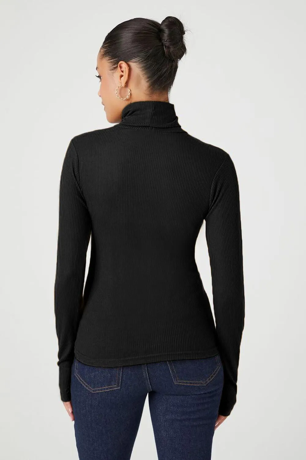 Emmalise Womens Turtleneck Top Long Sleeves Fitted Ribbed Top