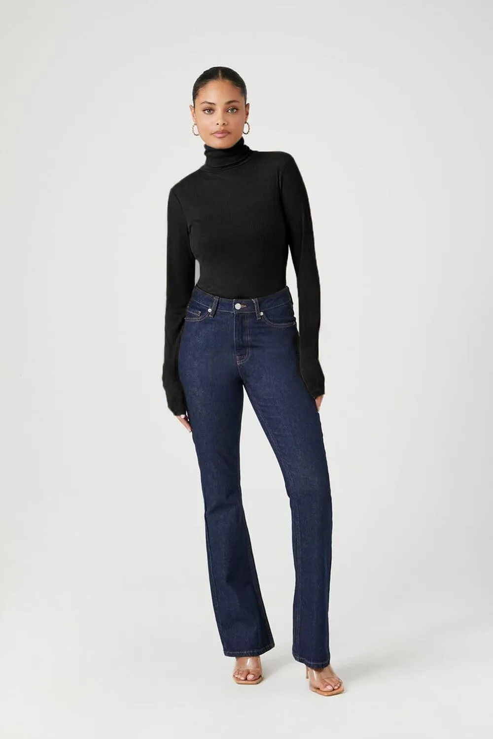 Emmalise Womens Turtleneck Top Long Sleeves Fitted Ribbed Top