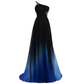 Flytonn- Gradient Embellished One-Shoulder Maxi Dress