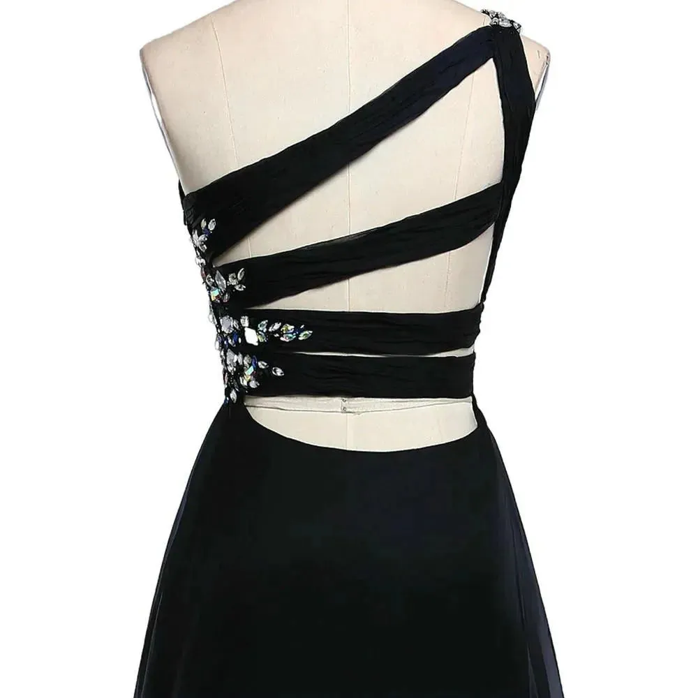 Flytonn- Gradient Embellished One-Shoulder Maxi Dress