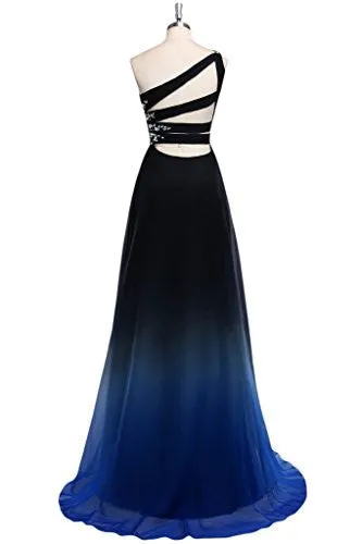 Flytonn- Gradient Embellished One-Shoulder Maxi Dress