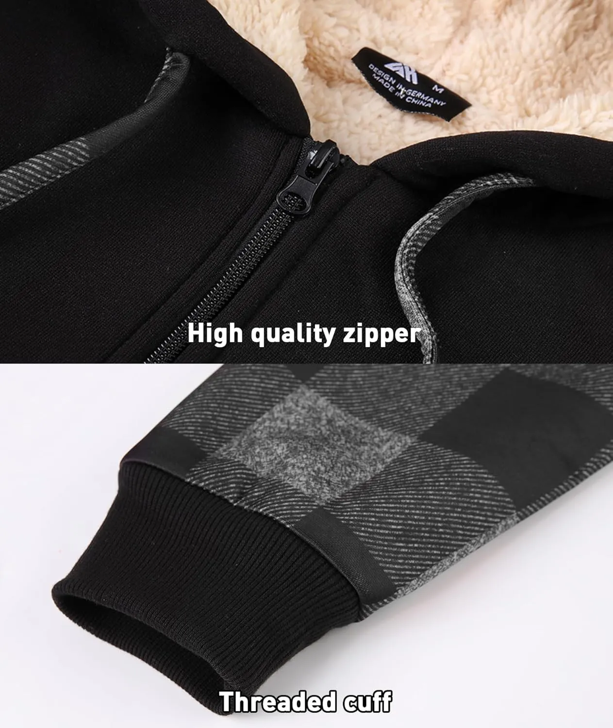 GEEK LIGHTING Hoodies for Women Sherpa Lined Jacket Winter Fleece Lining Zip Up Sweatshirt