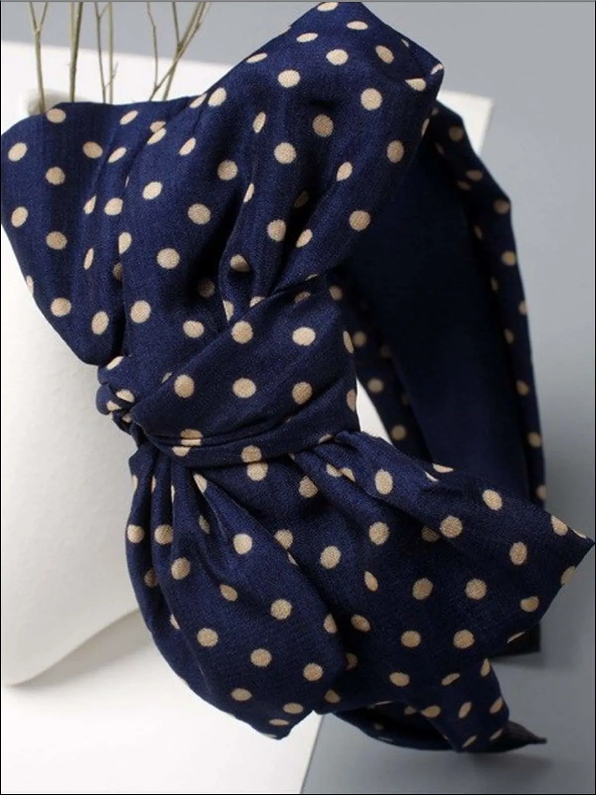 Girls Oversized Bow Chiffon Polka Dot Headband