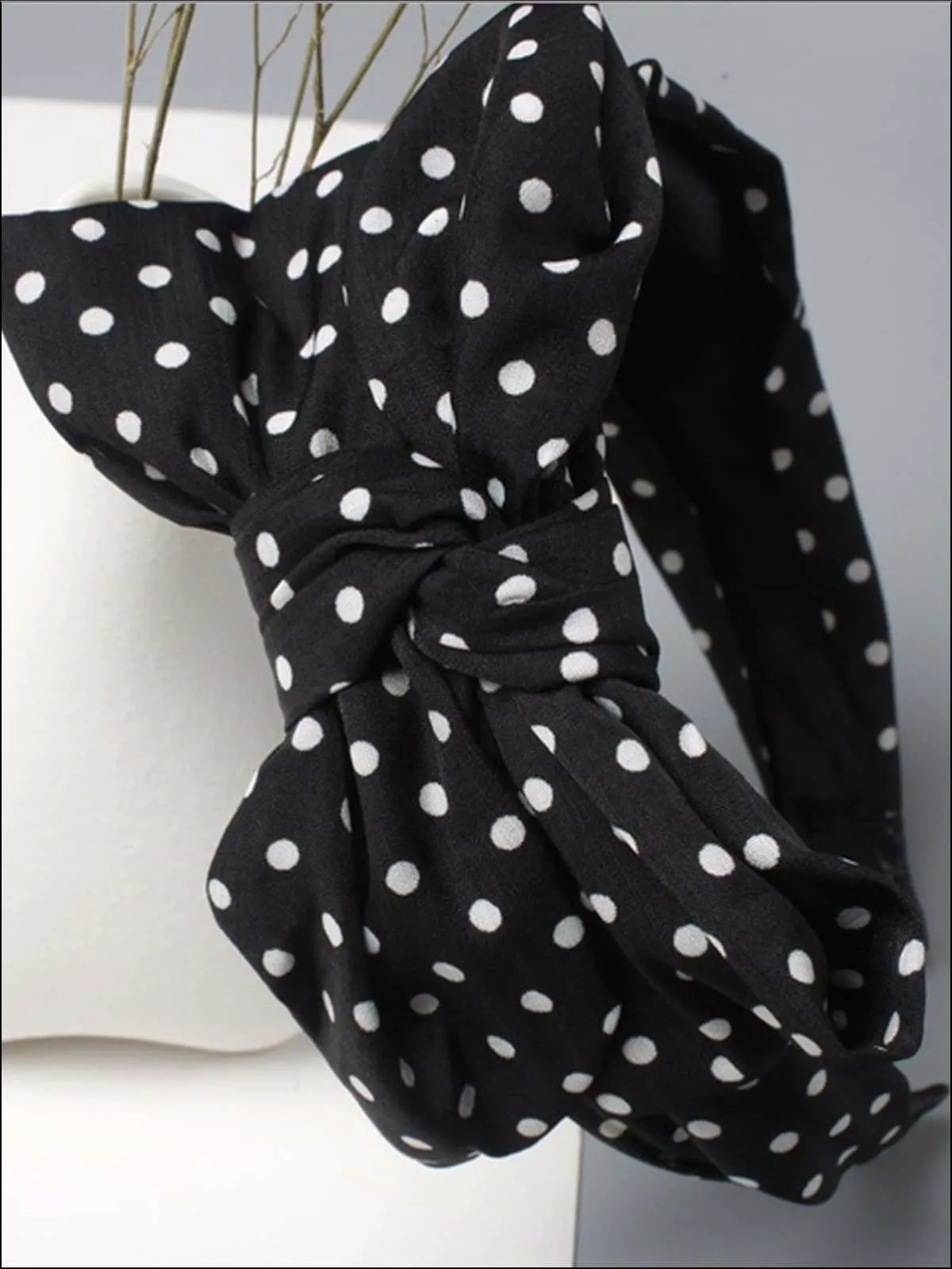 Girls Oversized Bow Chiffon Polka Dot Headband