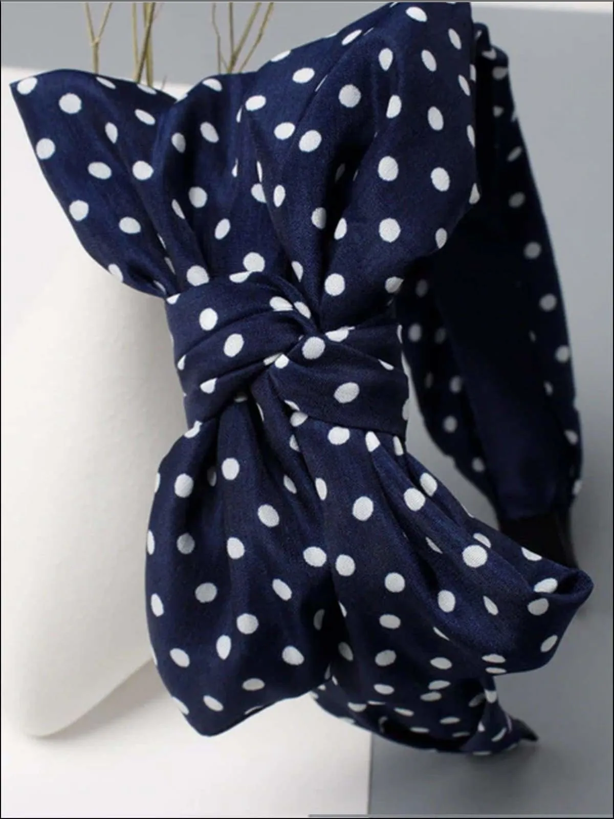 Girls Oversized Bow Chiffon Polka Dot Headband