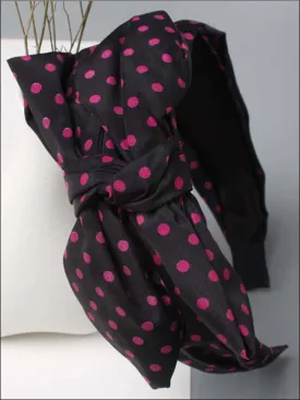 Girls Oversized Bow Chiffon Polka Dot Headband