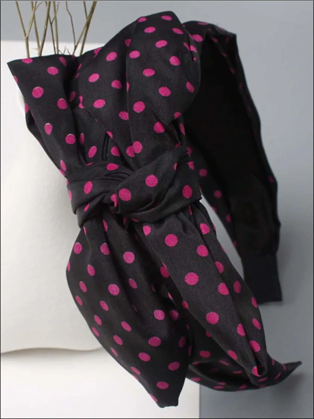 Girls Oversized Bow Chiffon Polka Dot Headband