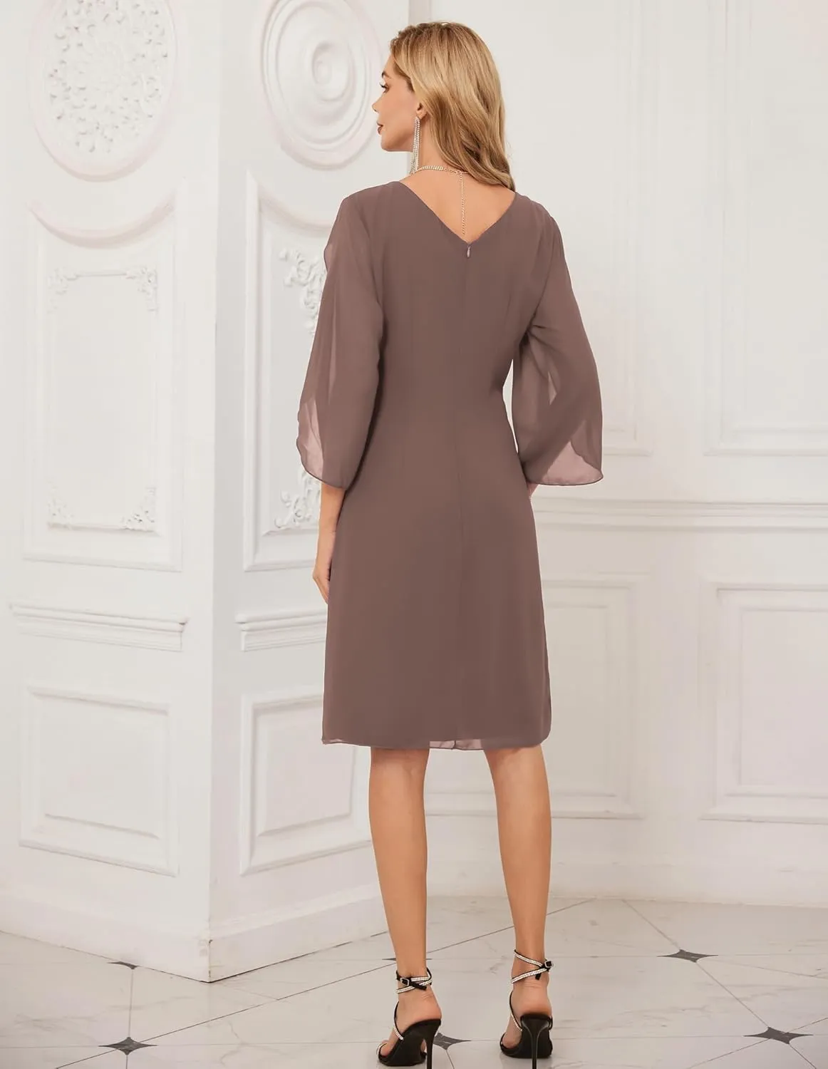 GRACE KARIN Womens Chiffon Dresses Flutter Sleeve Party Wedding Cocktail Dress Size 8-20
