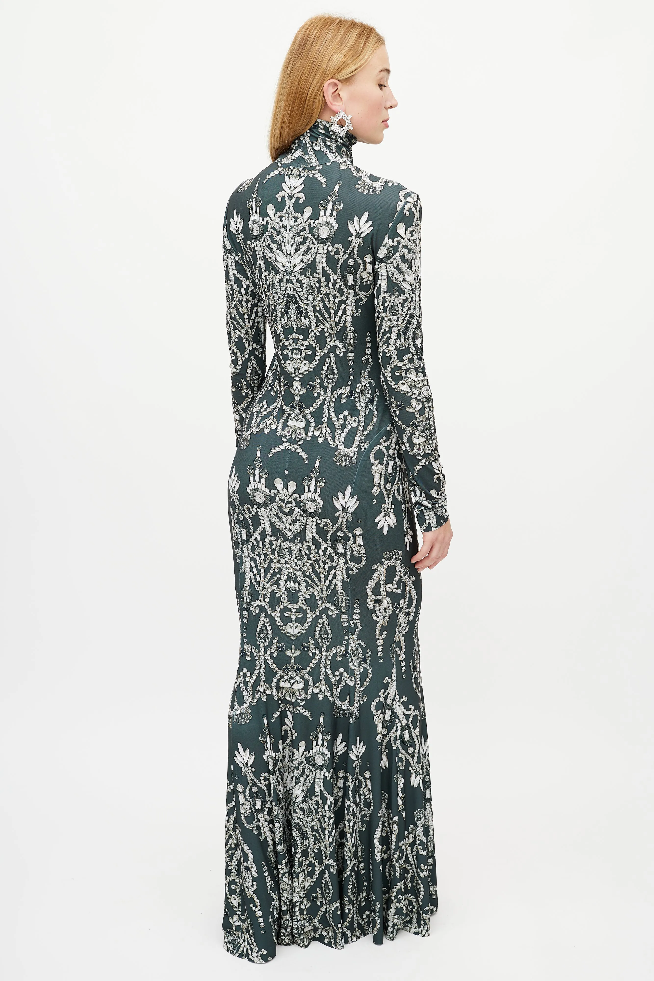 Green & Multicolour Jewel Fishtail Dress
